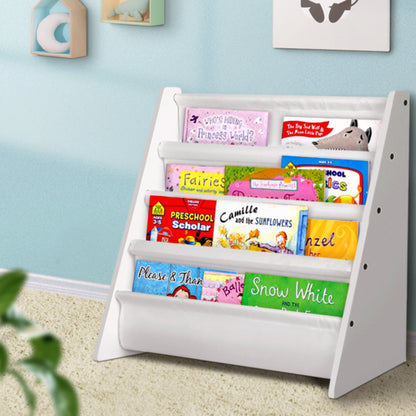 Keezi 4 Tiers Kids Bookshelf Magazine Shelf Children Bookcase Rack Organiser