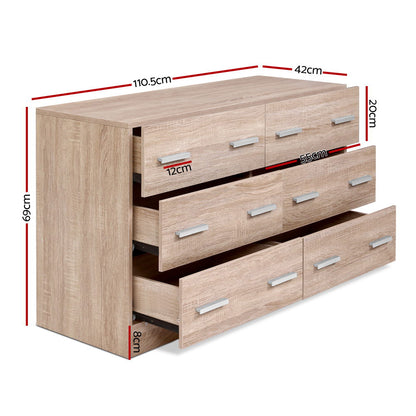 Artiss 6 Chest of Drawers - VEDA Pine