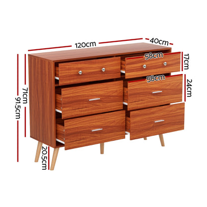 Artiss 6 Chest of Drawers Storage Cabinet Walnut