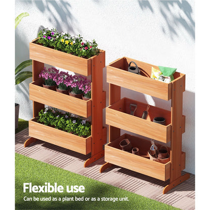 Green Fingers Garden Bed Elevated 69x39x106cm Wooden Planter Box Container Herb