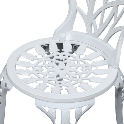 Gardeon 3PC Outdoor Setting Bistro Set Chairs Table Cast Aluminum Patio Furniture Tulip White