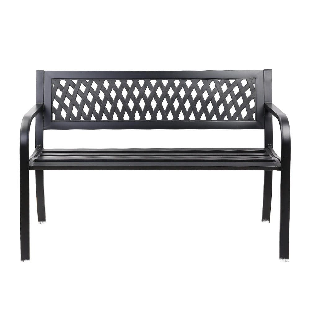 Gardeon Outdoor Garden Bench Seat Steel Outdoor Furniture 2 Seater Park Black