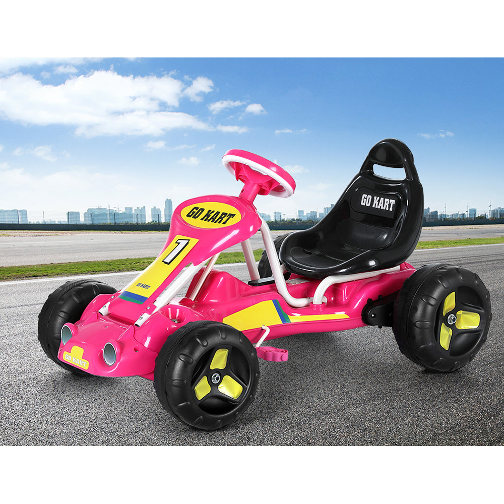 Rigo Kids Pedal Go Kart Ride On Toys Racing Car Plastic Tyre Pink