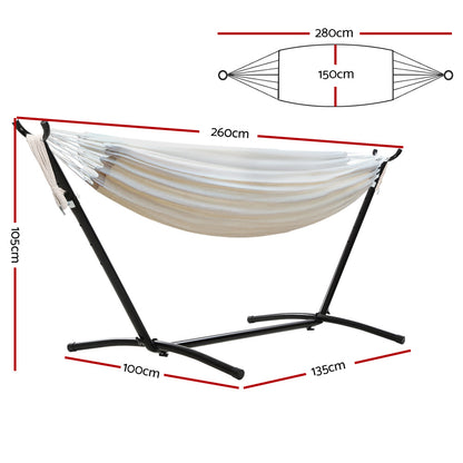 Gardeon Hammock Bed Camping Chair Outdoor Lounge Single Cotton with Stand