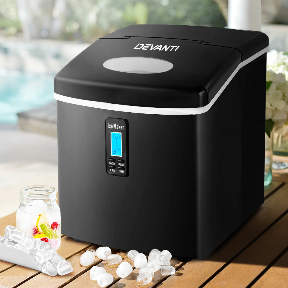 DEVANTI 3.2L Portable Ice Cube Maker Machine Benchtop Counter Black