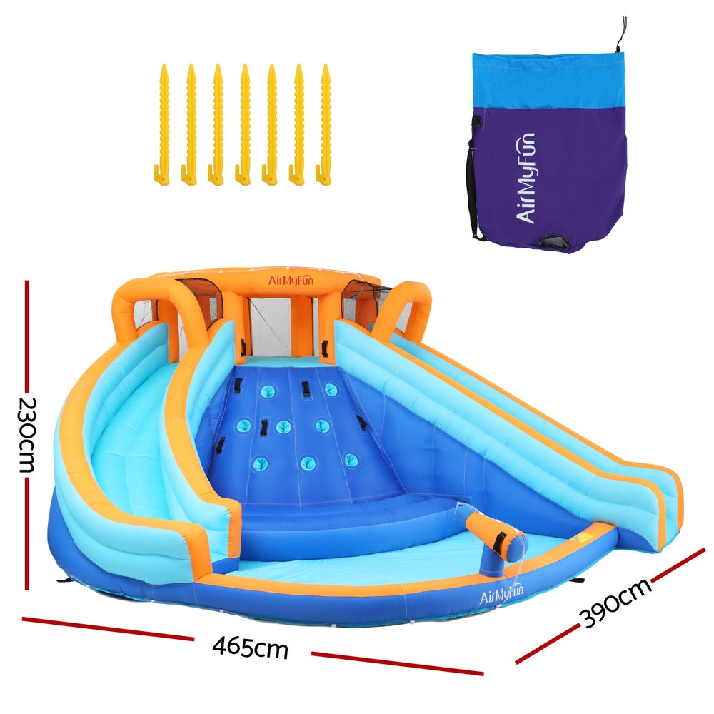 AirMyFun Kids Inflatable Pool Water Double Slide Park Jumping Castle 465X390CM