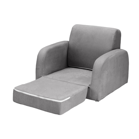 Keezi Kids Sofa 2 Seater Children Flip Open Couch Lounger Armchair Soft Grey