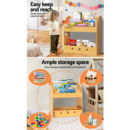 Keezi 3 Tiers Kids Bookshelf Magazine Shelf Organiser Bookcase Display