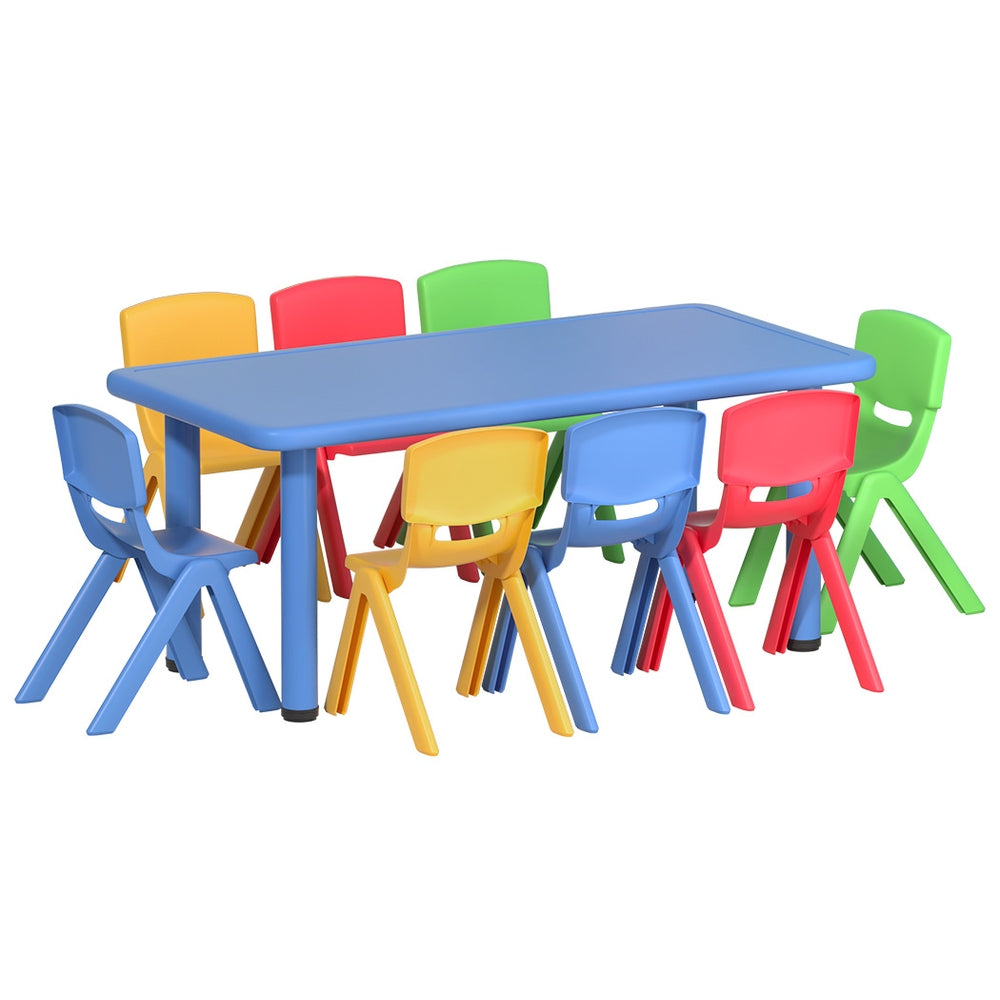 Keezi 9PCS Kids Table and Chairs Set Children Study Desk Furniture Plastic 8 Chairs