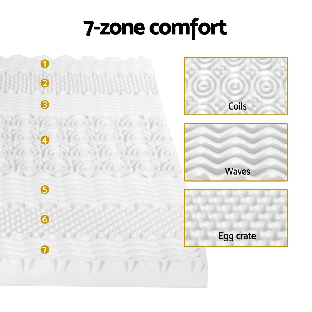 Giselle Bedding Memory Foam Mattress Topper 7-Zone Airflow Pad 8cm King White