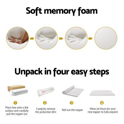 Giselle Bedding Memory Foam Mattress Topper 7-Zone Airflow Pad 8cm King White