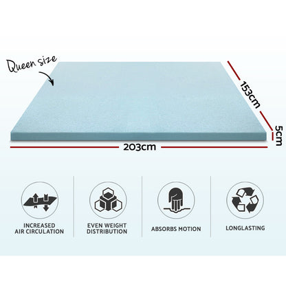 Giselle Bedding Memory Foam Mattress Topper Cool Gel 5cm Queen