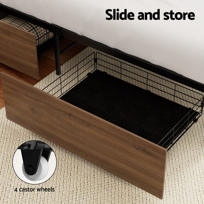 Artiss 2x Bed Frame Storage Drawers Trundle Black