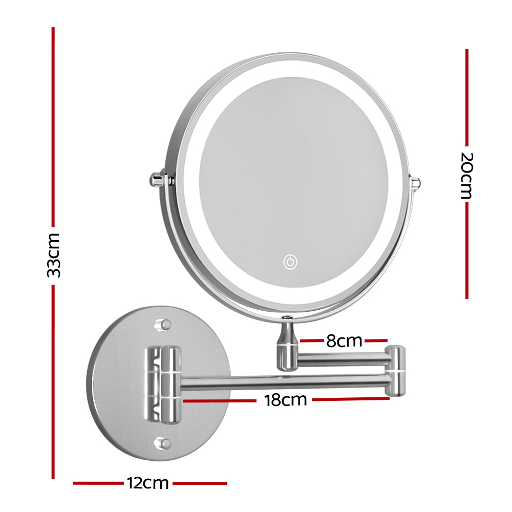 Embellir Extendable Makeup Mirror 10X Magnifying Double-Sided Bathroom Silver