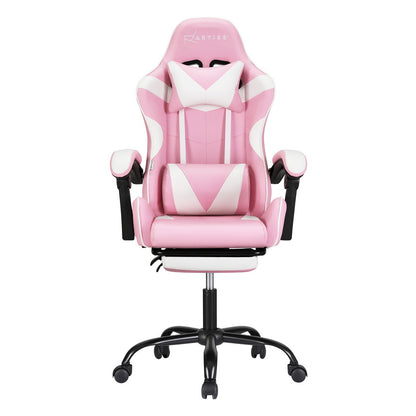 Artiss 2 Point Massage Gaming Office Chair Footrest Pink