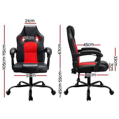 Artiss 2 Point Massage Gaming Office Chair PU Leather Red