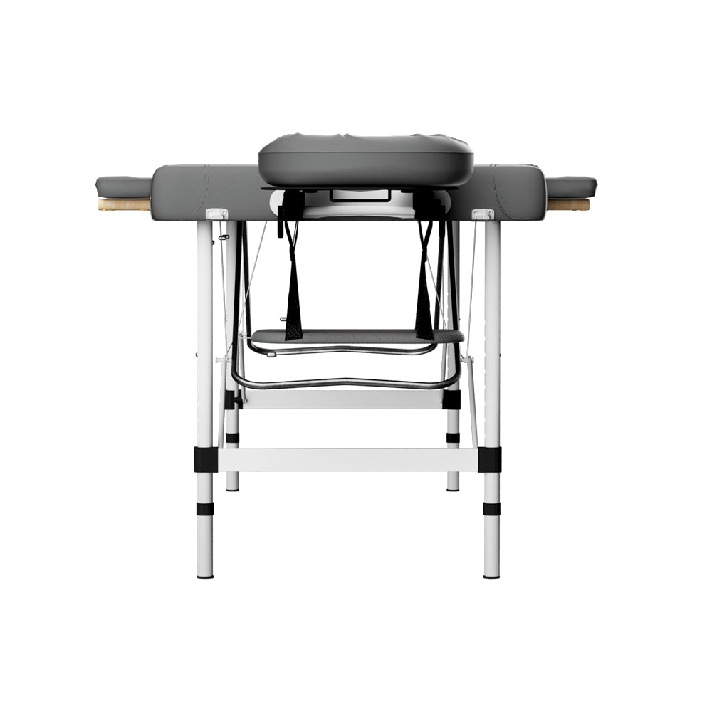 Zenses Massage Table 55cm Portable 2 Fold Aluminium Beauty Bed Grey