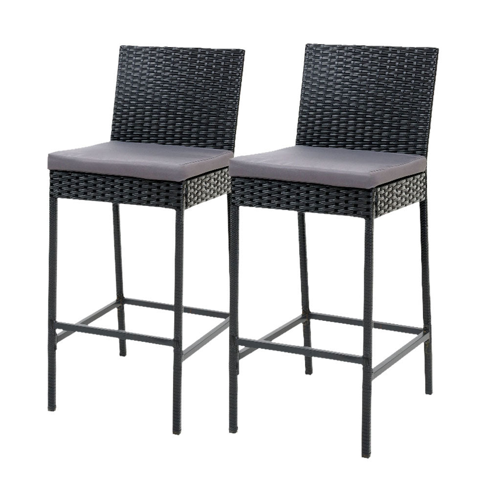 Gardeon 2-Piece Outdoor Bar Stools Dining Chair Bar Stools Rattan Furniture