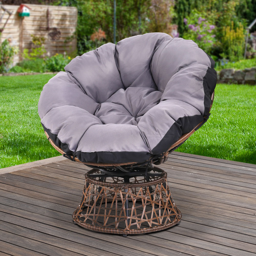 Gardeon Outdoor Chairs Outdoor Furniture Papasan Chair Wicker Patio Garden Brown