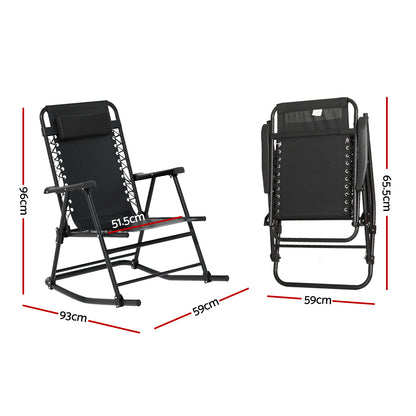 Gardeon Outdoor Rocking Chair Folding Reclining Recliner Patio Furniture Garden