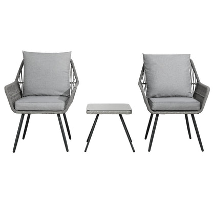 Gardeon 3PC Outdoor Furniture Bistro Set Lounge Setting Chairs Table Patio Grey