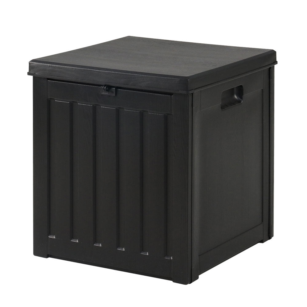 Gardeon Outdoor Storage Box 80L Container Lockable Garden Toy Tool Shed Black