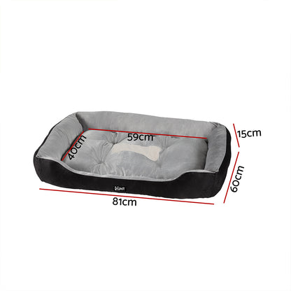 i.Pet Pet Bed Dog Cat Calming Soft Sleeping Comfy Plush Mat Cave Washable Black