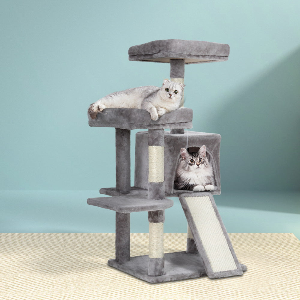 i.Pet Cat Tree 103cm Tower Scratching Post Scratcher Wood Condo House Trees Grey