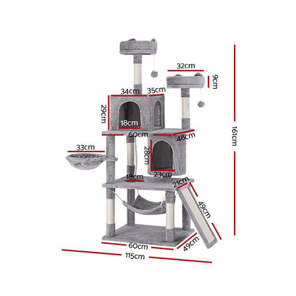 i.Pet Cat Tree Tower Scratching Post Scratcher 161cm Condo House Trees Grey