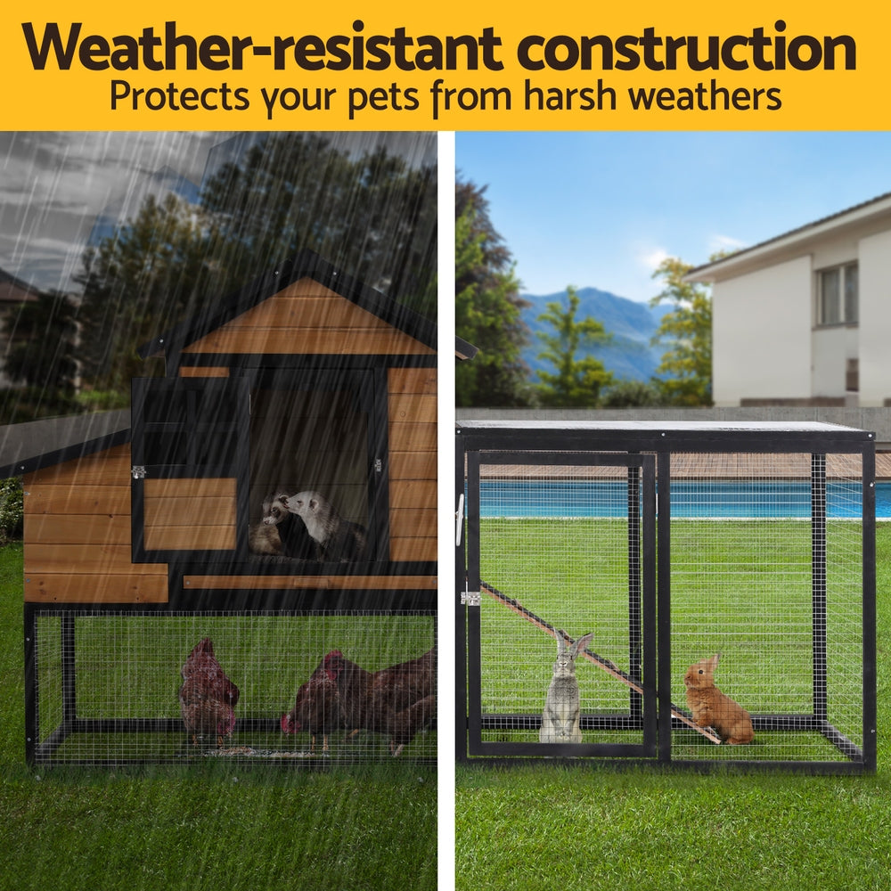 i.Pet Chicken Coop Rabbit Hutch Extra Large Wooden Run Cage Bunny House Outdoor