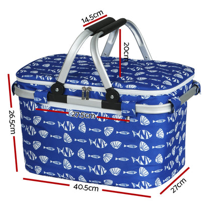 Alfresco Picnic Basket Folding Bag Hamper Food Insulated Cover Storage