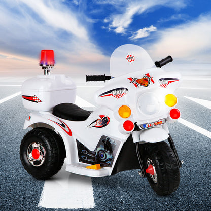 Rigo Kids Electric Ride On Police Motorcycle Motorbike 6V Battery White