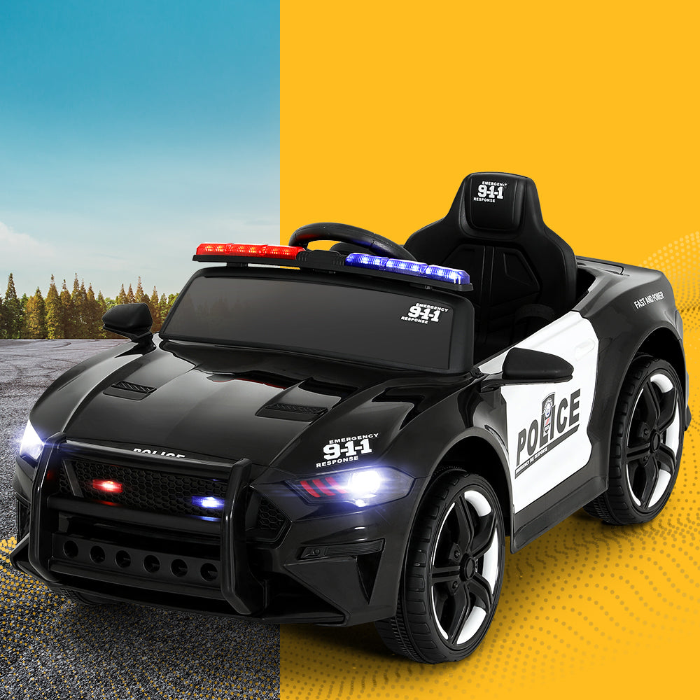 Rigo Kids Ride On Car Electric Patrol Police Cars Battery Powered Toys 12V Black