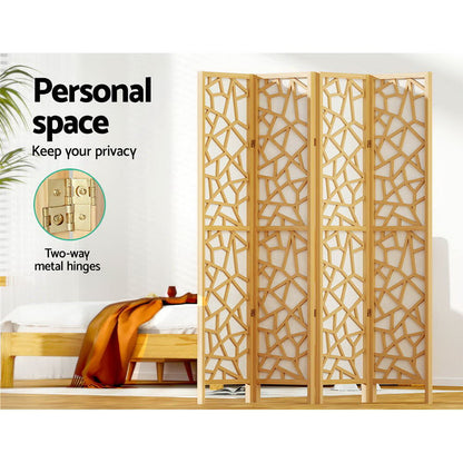 Artiss 4 Panel Room Divider Screen 162x170cm Clover Natural