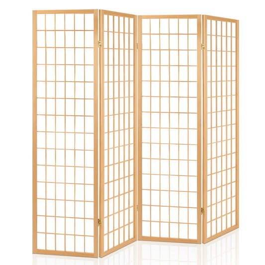 Artiss 4 Panel Room Divider Screen 174x179cm Natural