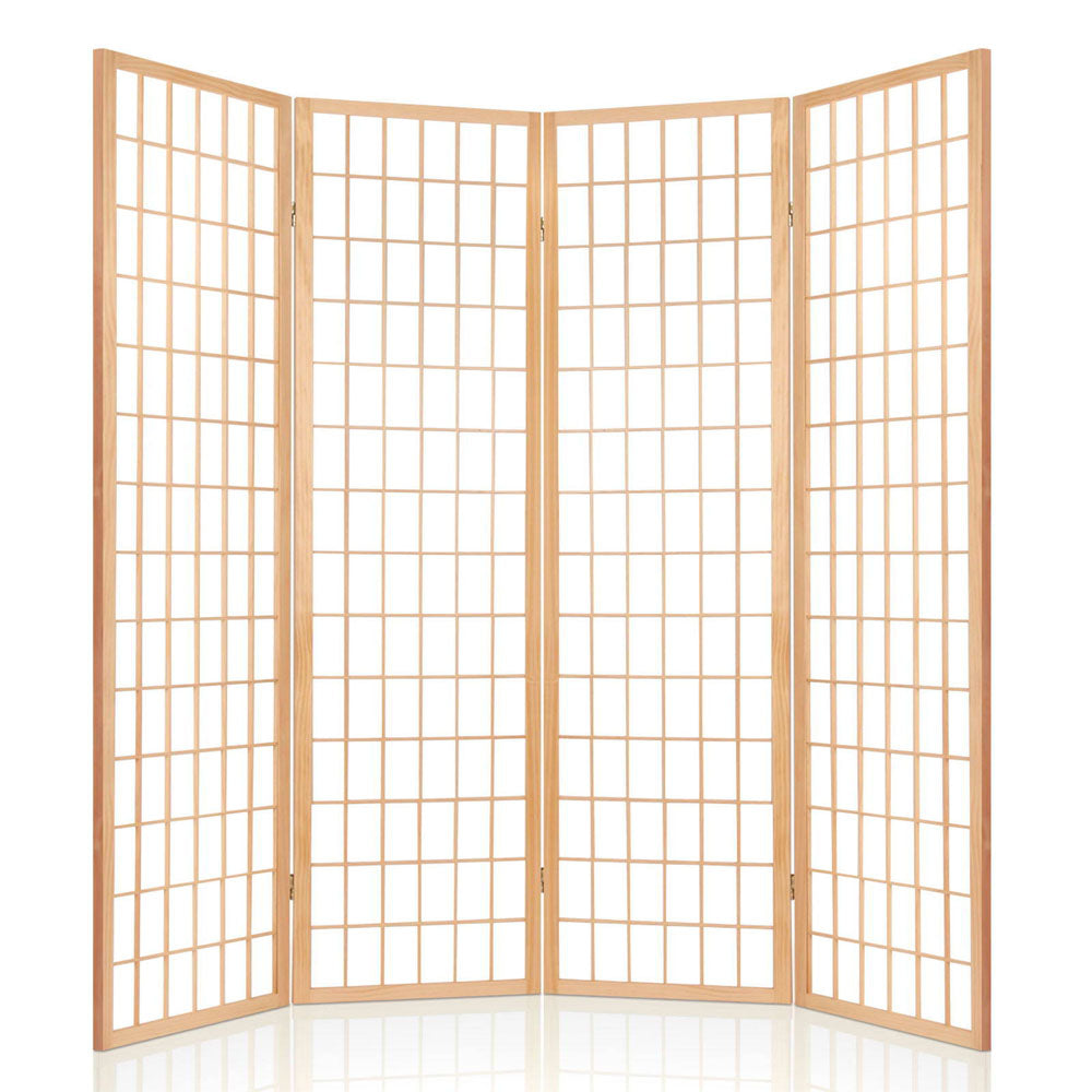 Artiss 4 Panel Room Divider Screen 174x179cm Natural