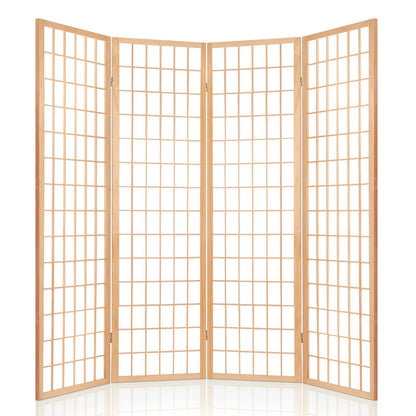 Artiss 4 Panel Room Divider Screen 174x179cm Natural