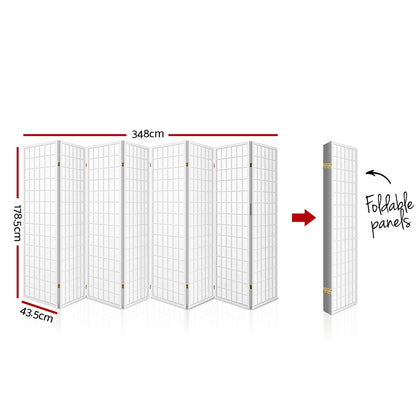 Artiss 8 Panel Room Divider Screen 348x179cm White