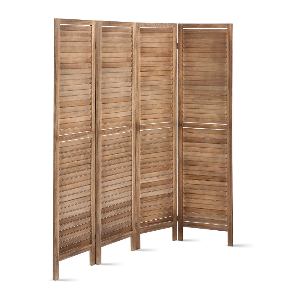 Artiss 4 Panel Room Divider Screen 160x170cm Louver Oak