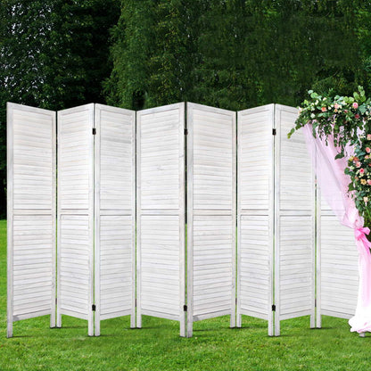 Artiss 8 Panel Room Divider Screen 326x170cm Louver White