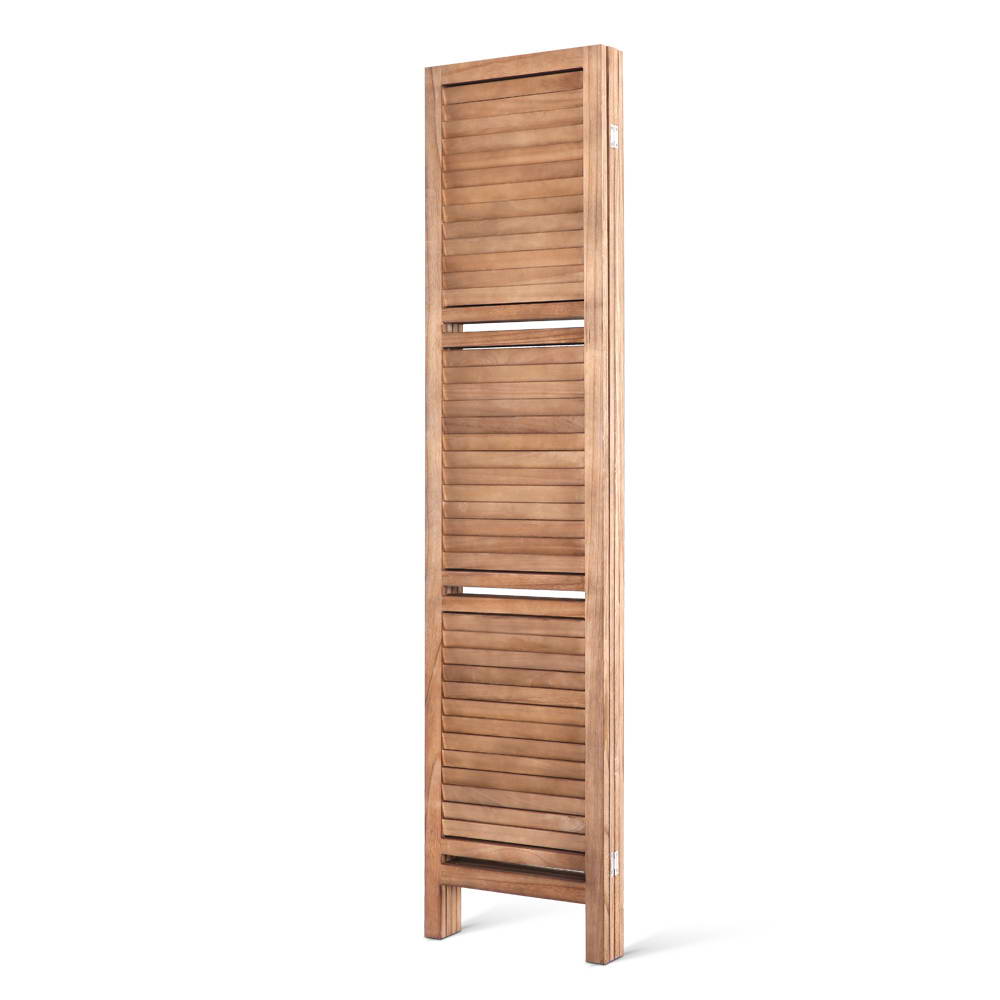 Artiss 4 Panel Room Divider Screen 163x170cm Shelf Oak