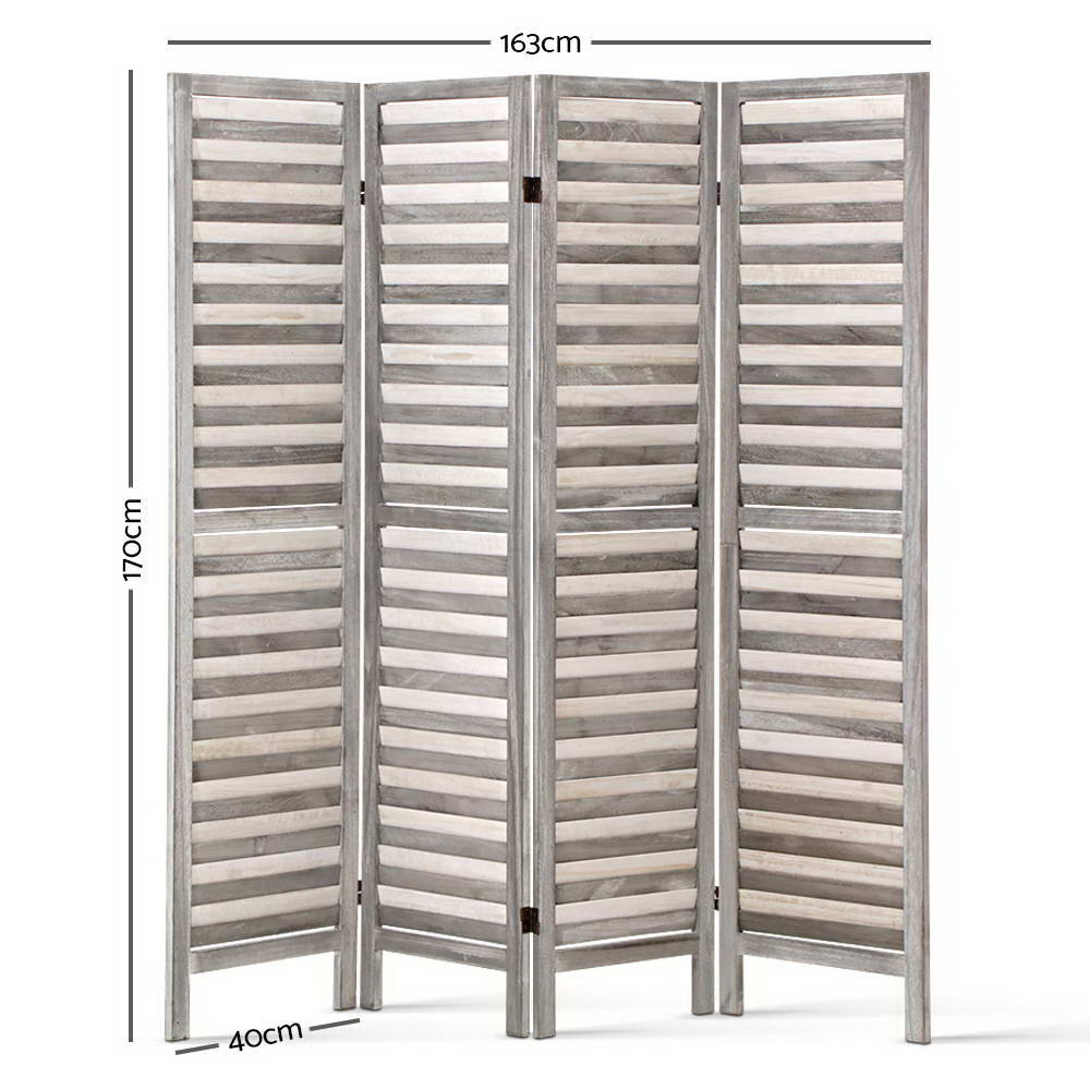 Artiss 4 Panel Room Divider Screen 163x170cm Louver Grey