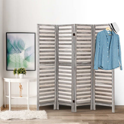 Artiss 4 Panel Room Divider Screen 163x170cm Louver Grey