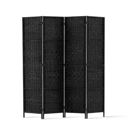 Artiss 4 Panel Room Divider Screen 163x170cm Woven Black