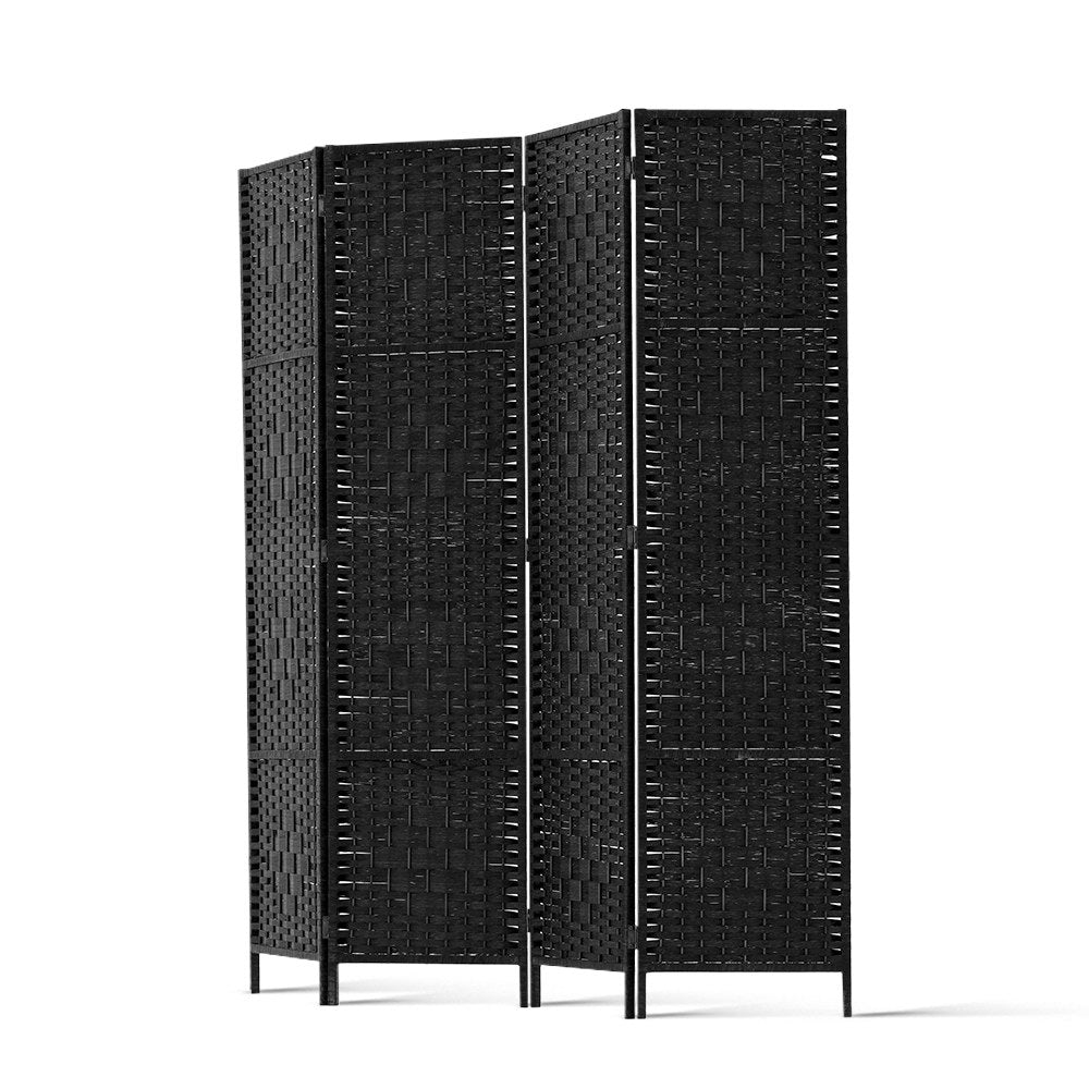 Artiss 4 Panel Room Divider Screen 163x170cm Woven Black