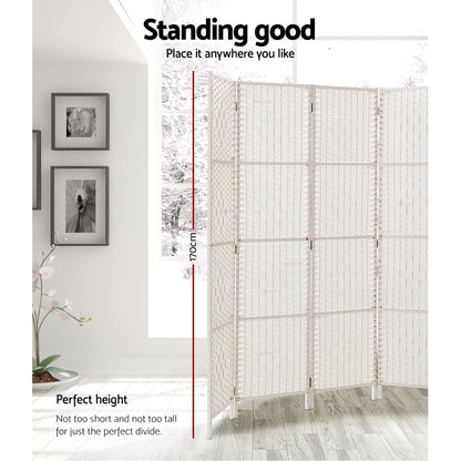 Artiss 4 Panel Room Divider Screen 163x170cm Woven White