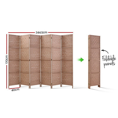 Artiss 6 Panel Room Divider Screen 245x170cm Woven Natural