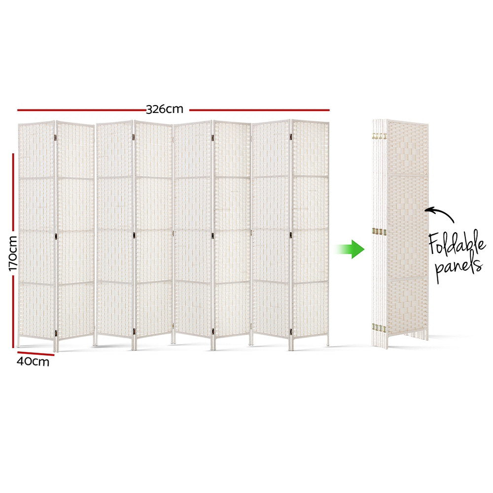 Artiss 8 Panel Room Divider Screen 326x170cm Woven White