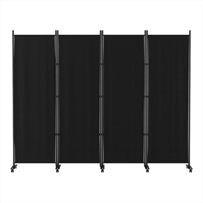 Artiss 4 Panel Room Divider Screen 217cm Wheel Fabric Black