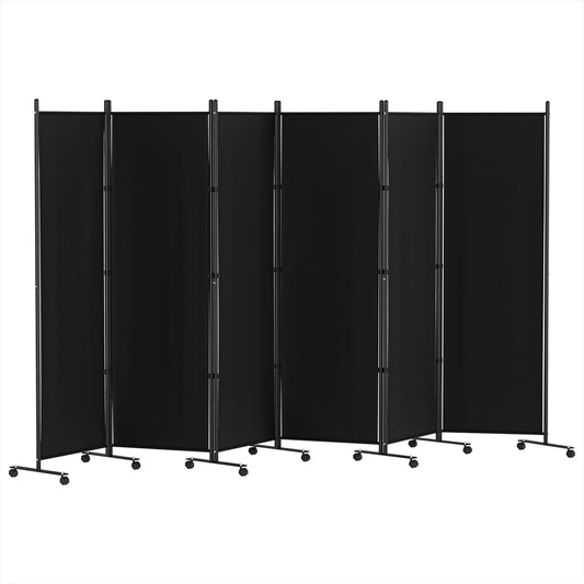 Artiss 6 Panel Room Divider Screen 323cm Wheel Fabric Black